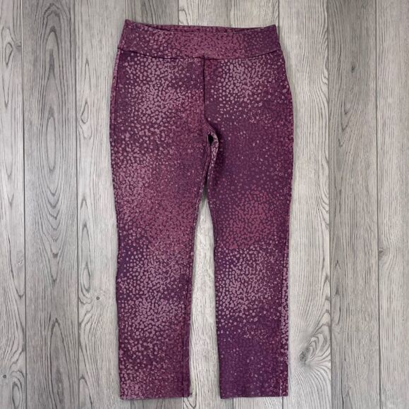 Soft Surroundings Women Size M Purple Speckled Ponte Pull On Straight Leg Pants - Picture 13 of 17